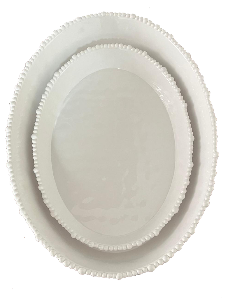 Melamine beaded oval platter L51