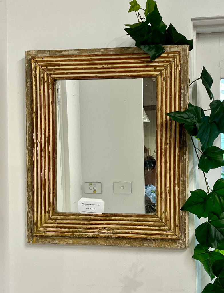 French gilt reeded mirror H67 W55
