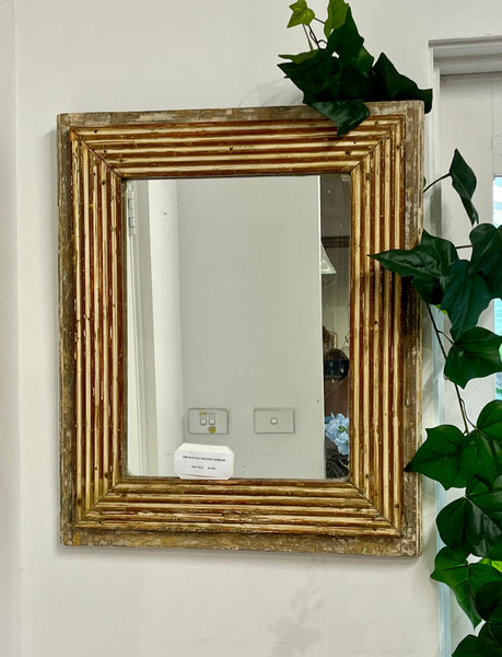 French gilt reeded mirror H67 W55