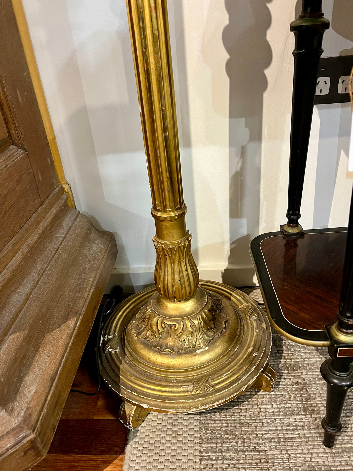 Antique lamp/shade gilt
