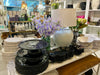 Melamine pearl beaded black platter black 40cm