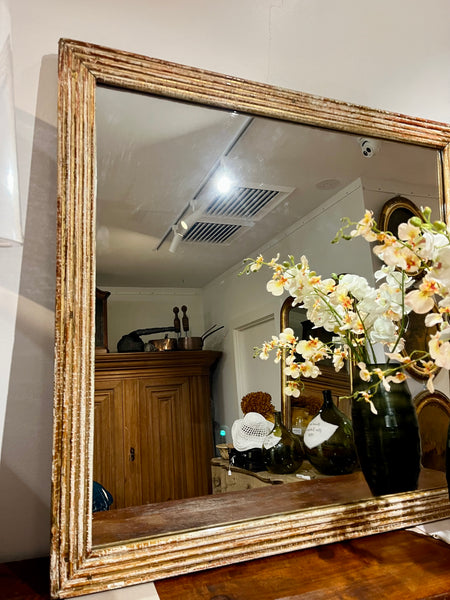 French gilt reeded mirror H78 w79