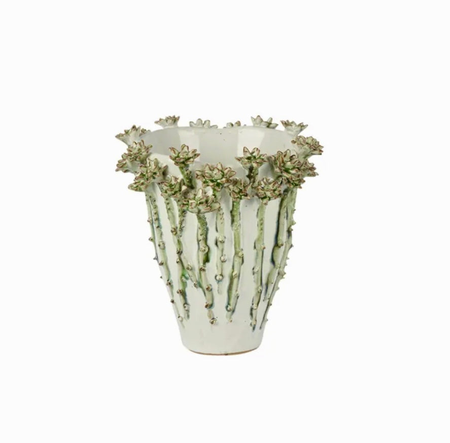 Vase ceramic daisy green Medium