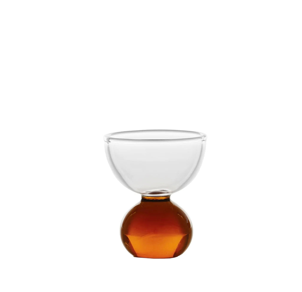 Glass ball egg holder/shot glass set of 2