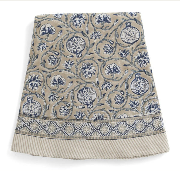 Tablecloth Round pomegranate beige/blue 220cm