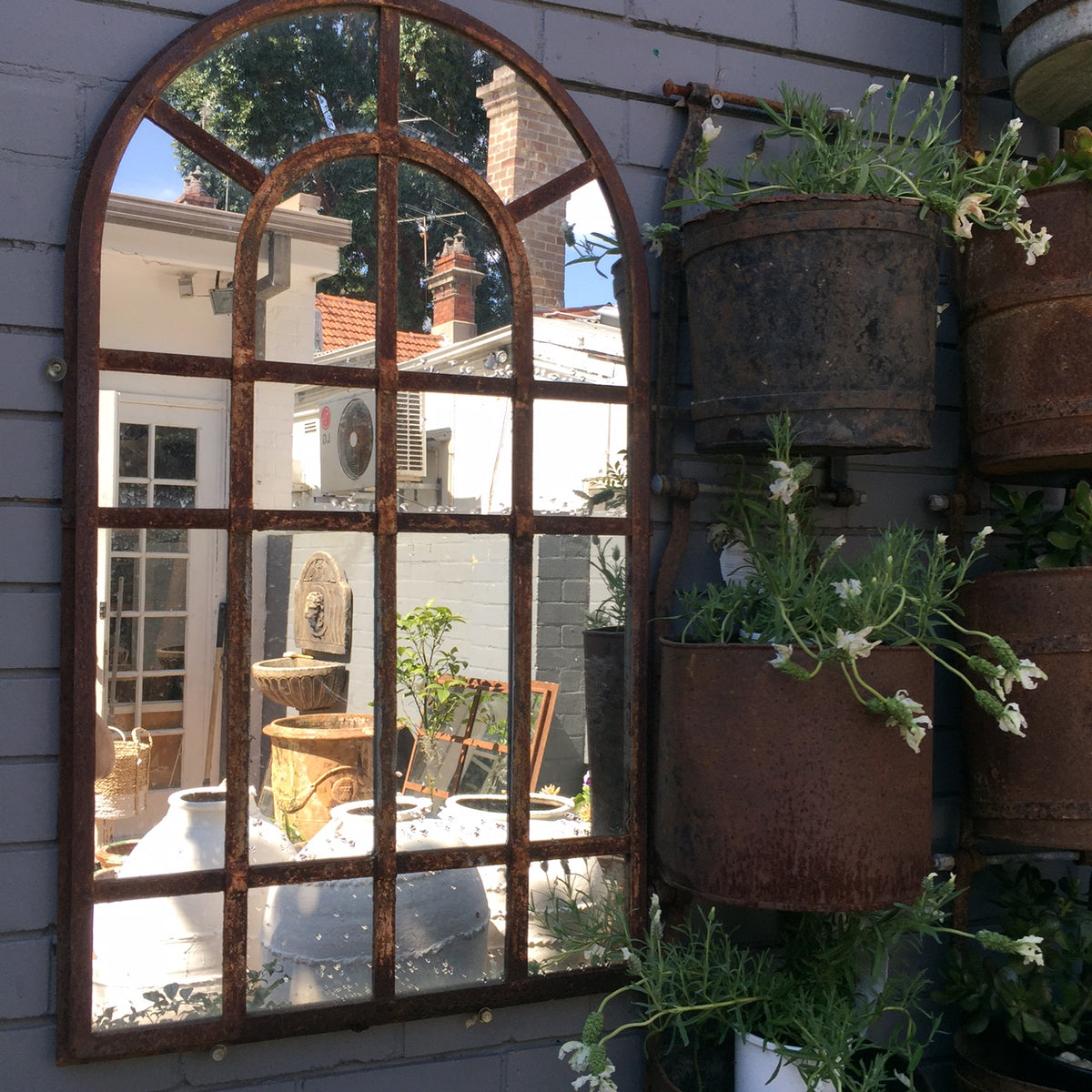 Outdoor Mirror forged iron petite
