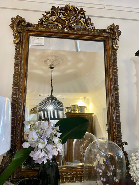 French Gilt & timber Mirror crest top H146 W92
