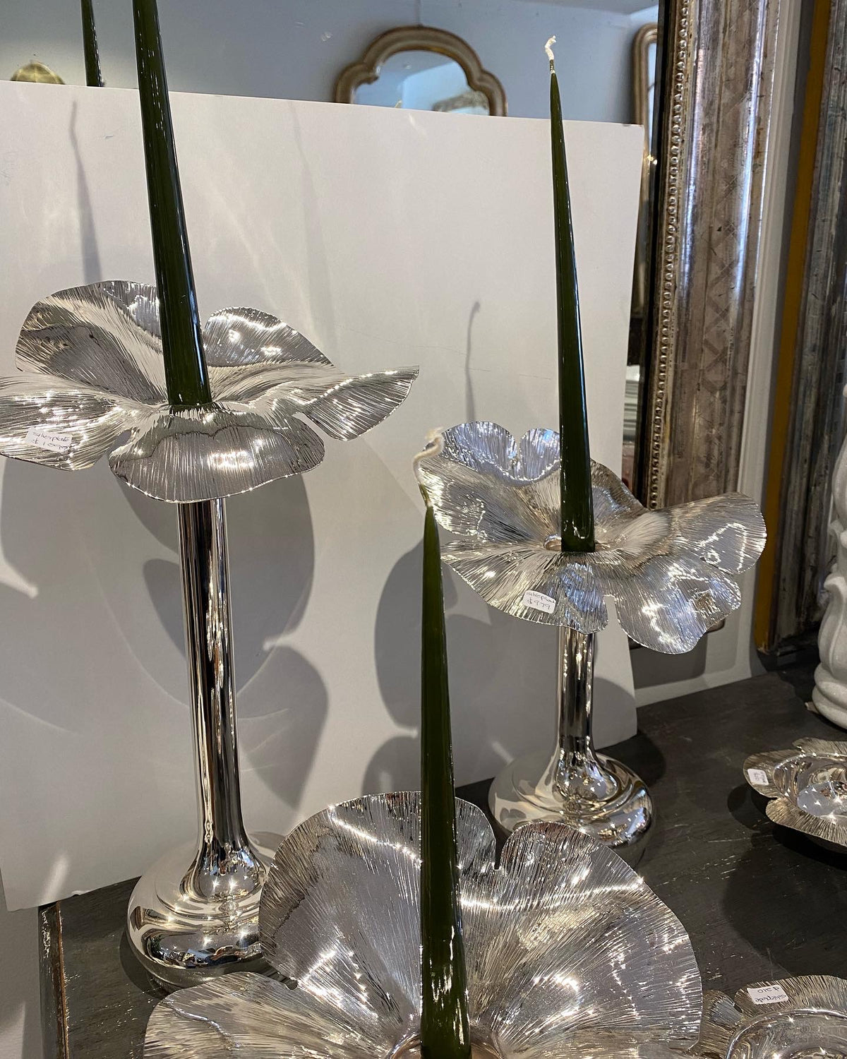 Silver plate flower candleholder