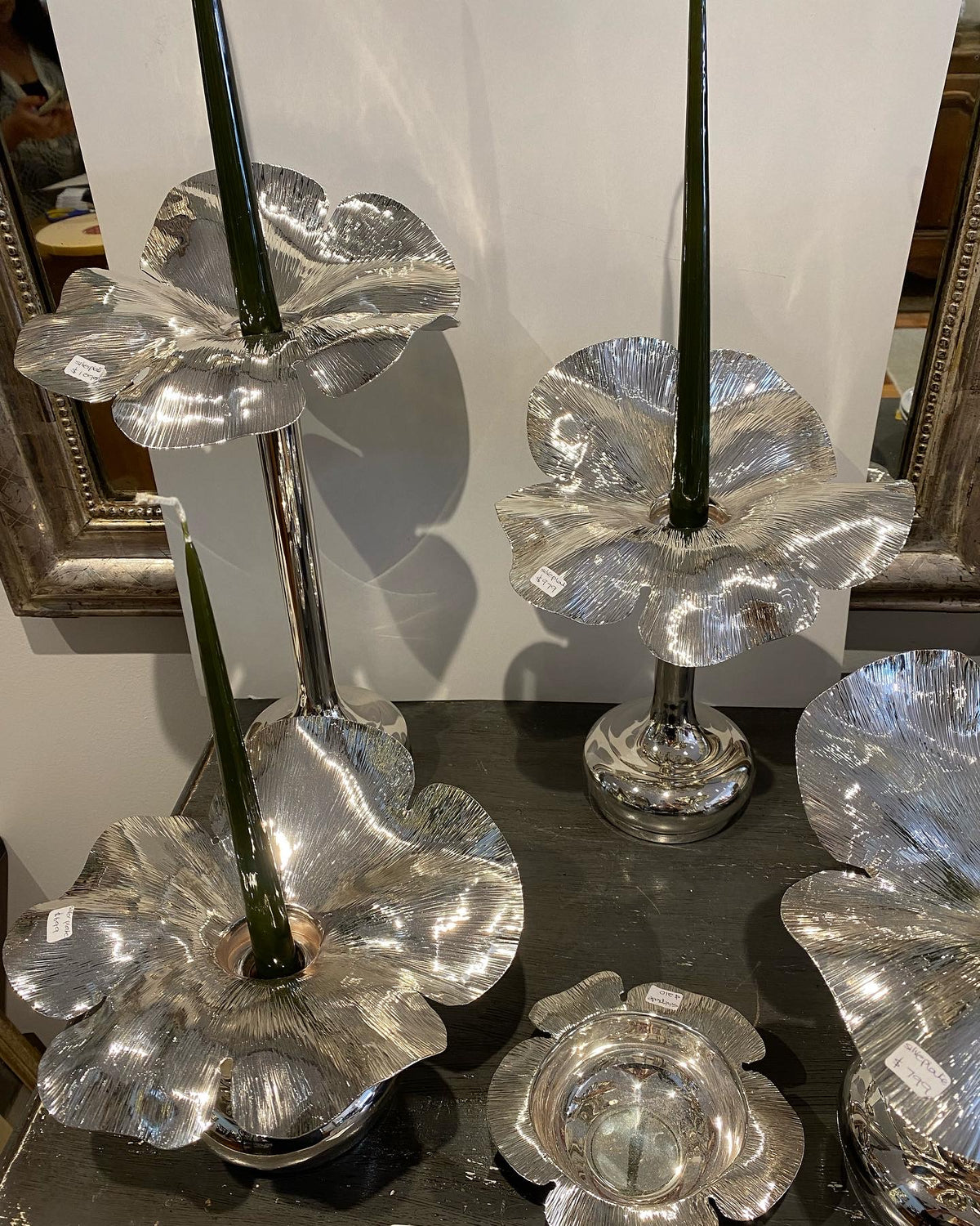Silver plate flower candleholder