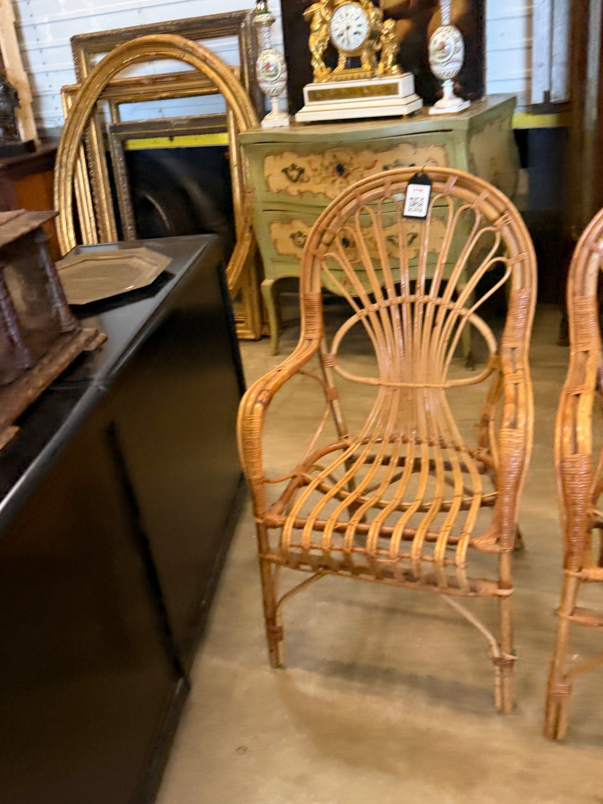 Wicker chairs pair