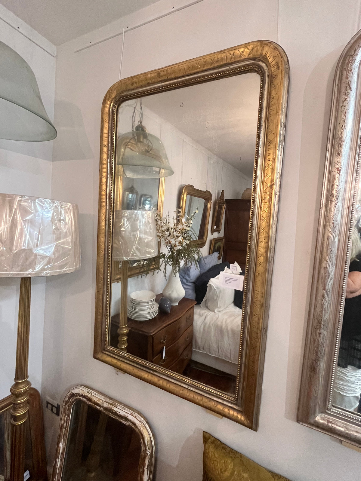 ✅French Louis Phillipe mirror with Silver & gold H137 W84