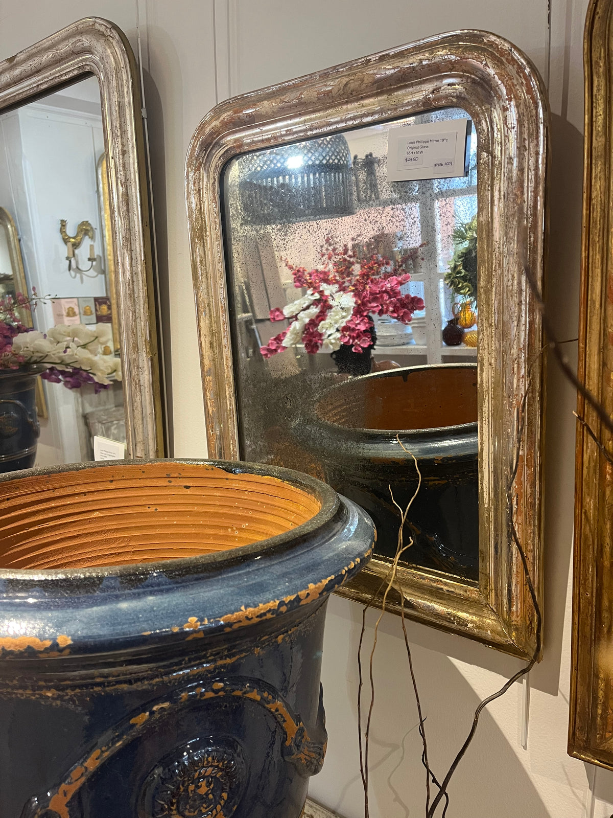 ✅French Silver antique mirror H65 W51