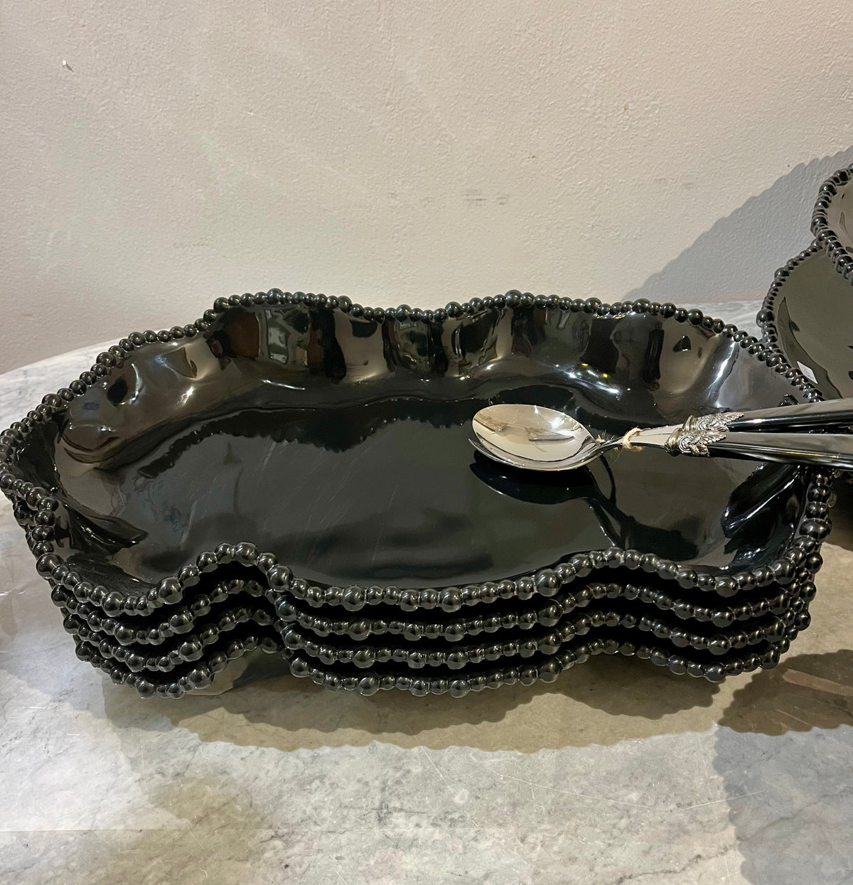 Melamine beaded black pearl irregular bowl 44cm