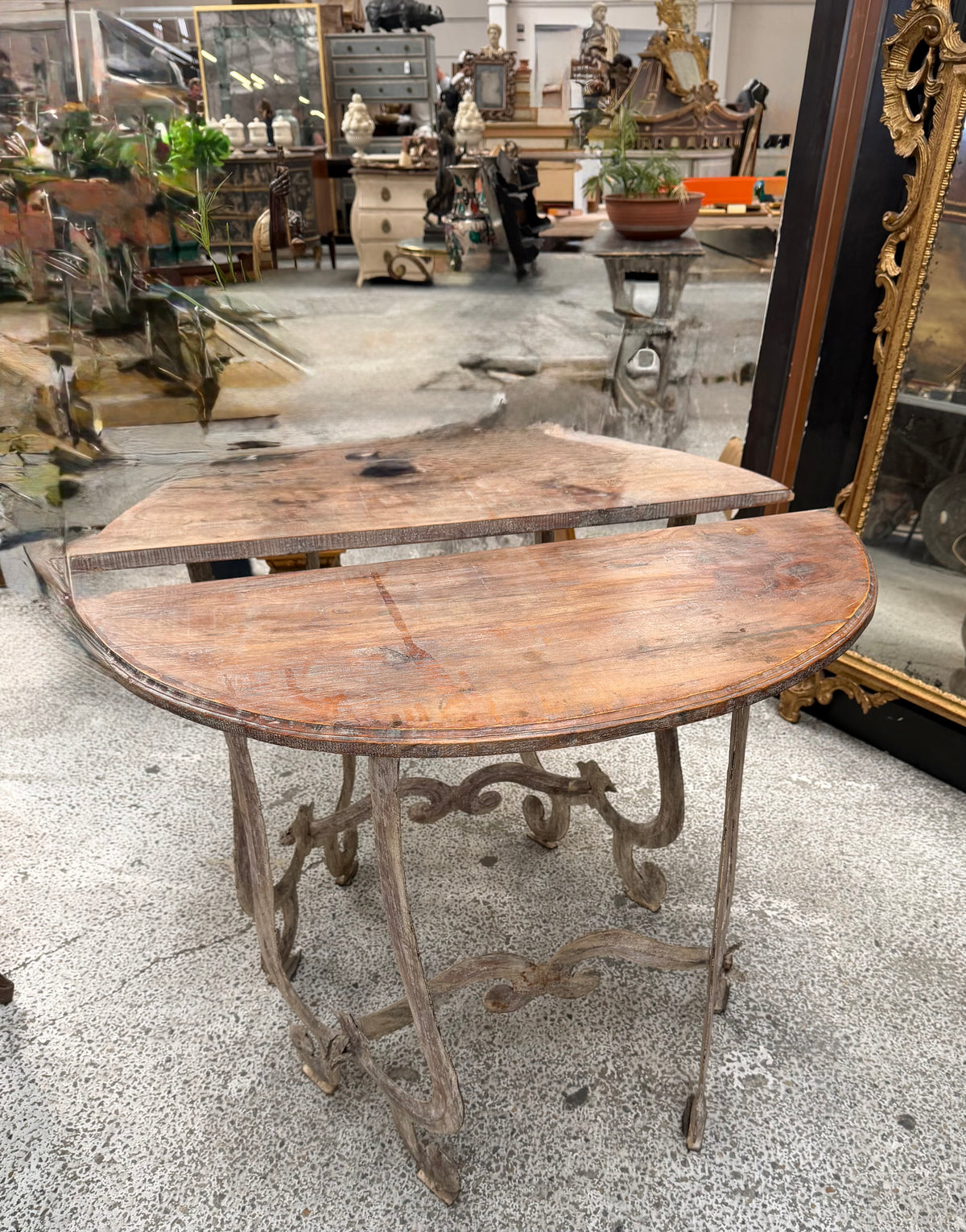 Demi lune tables pair