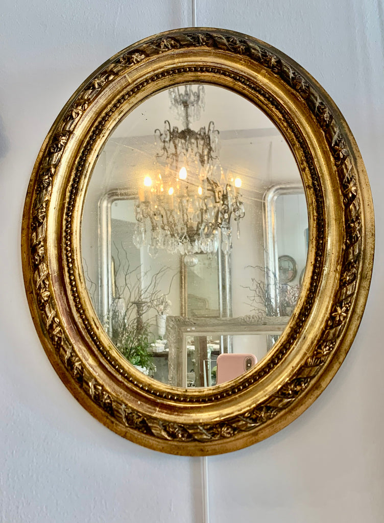 French gilt oval mirror H43