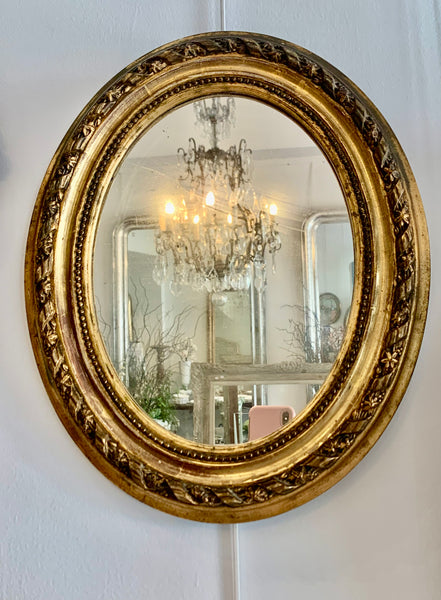 French gilt oval mirror H43
