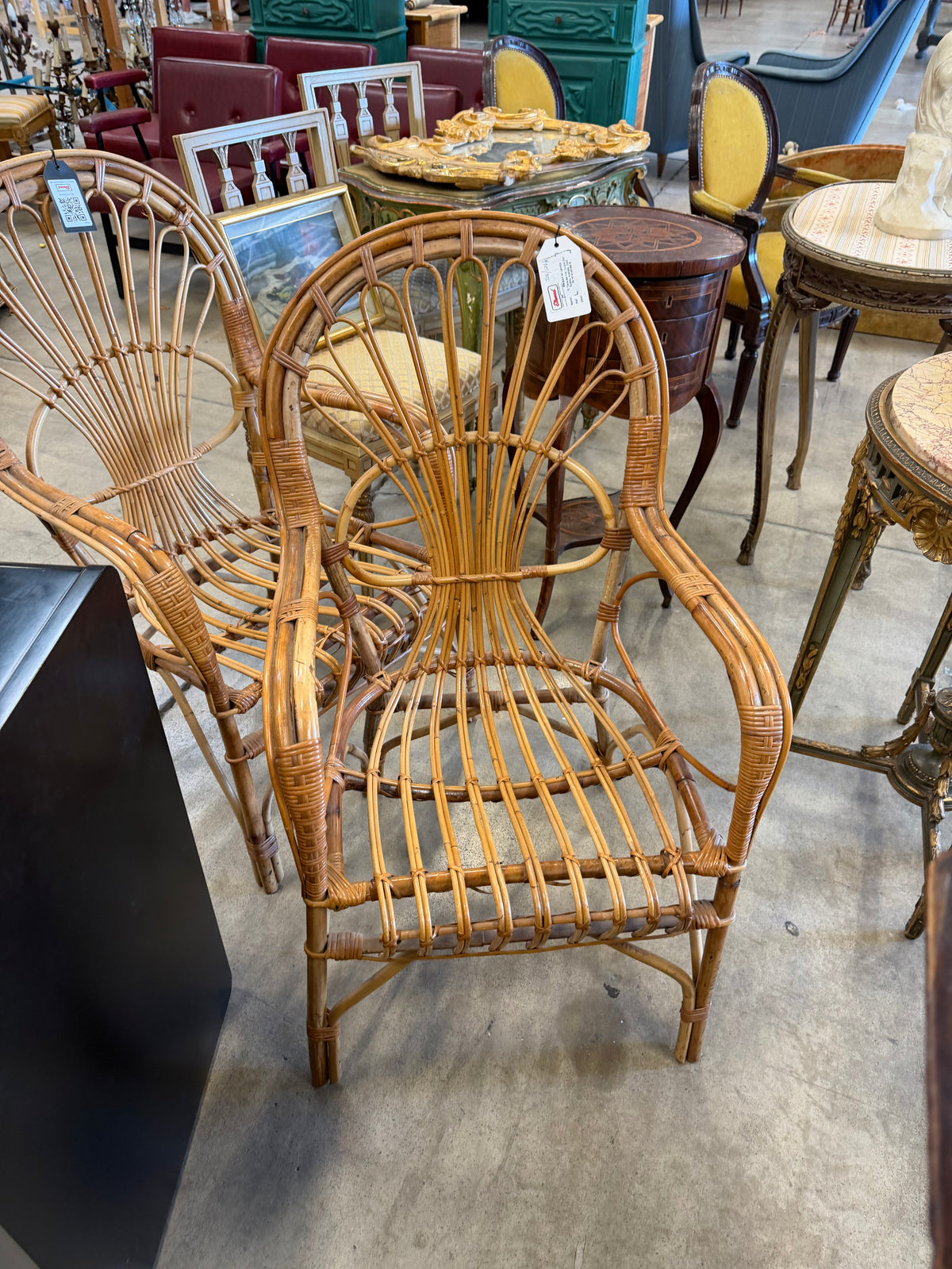Wicker chairs pair
