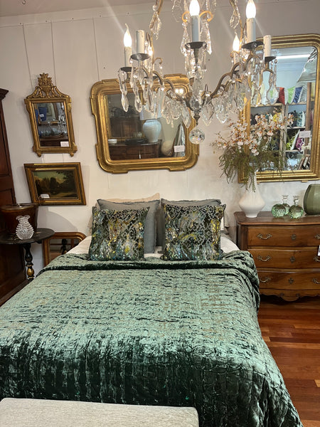 Velvet quilt Emerald green