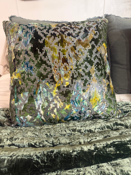 Velvet emerald green cushion