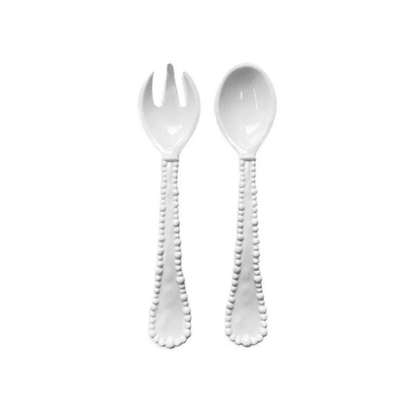 Melamine beaded salad servers white