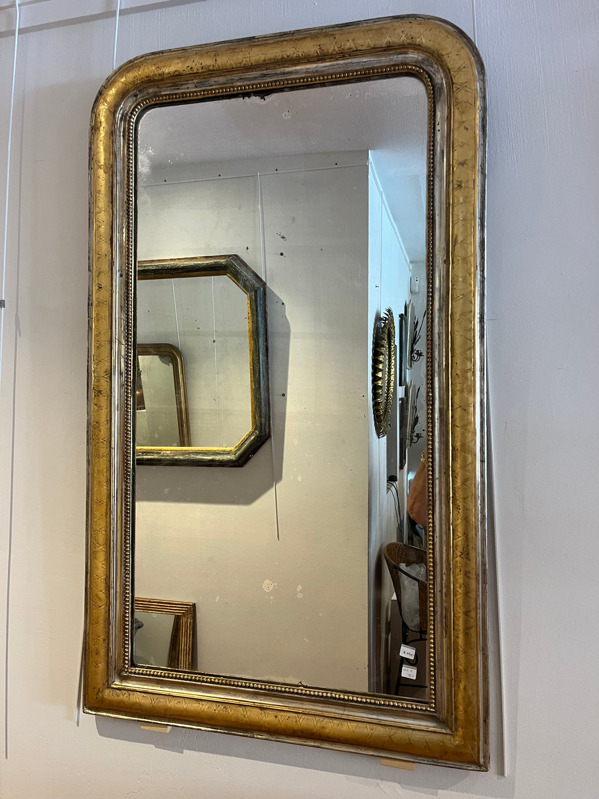 French Louis Phillipe mirror with silver & gold H126
