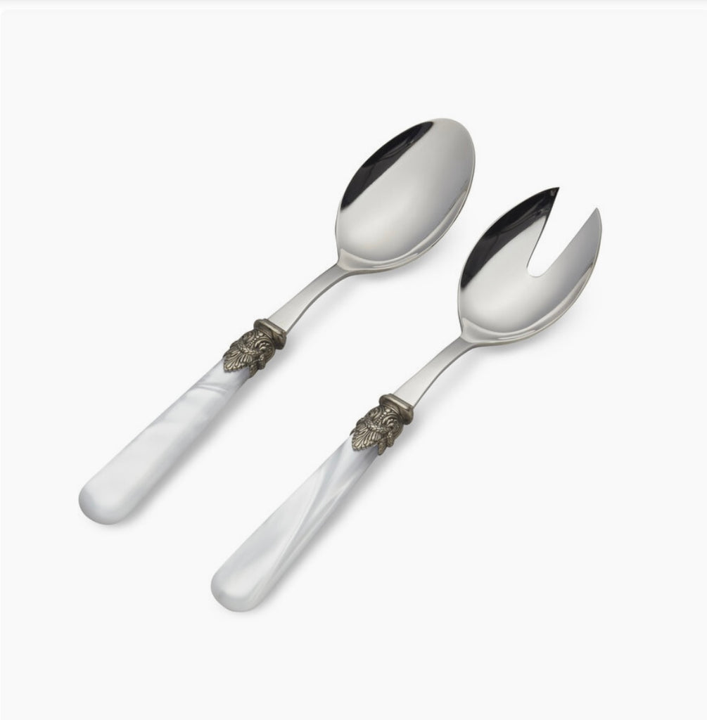 Italian Salad Servers - White Naples