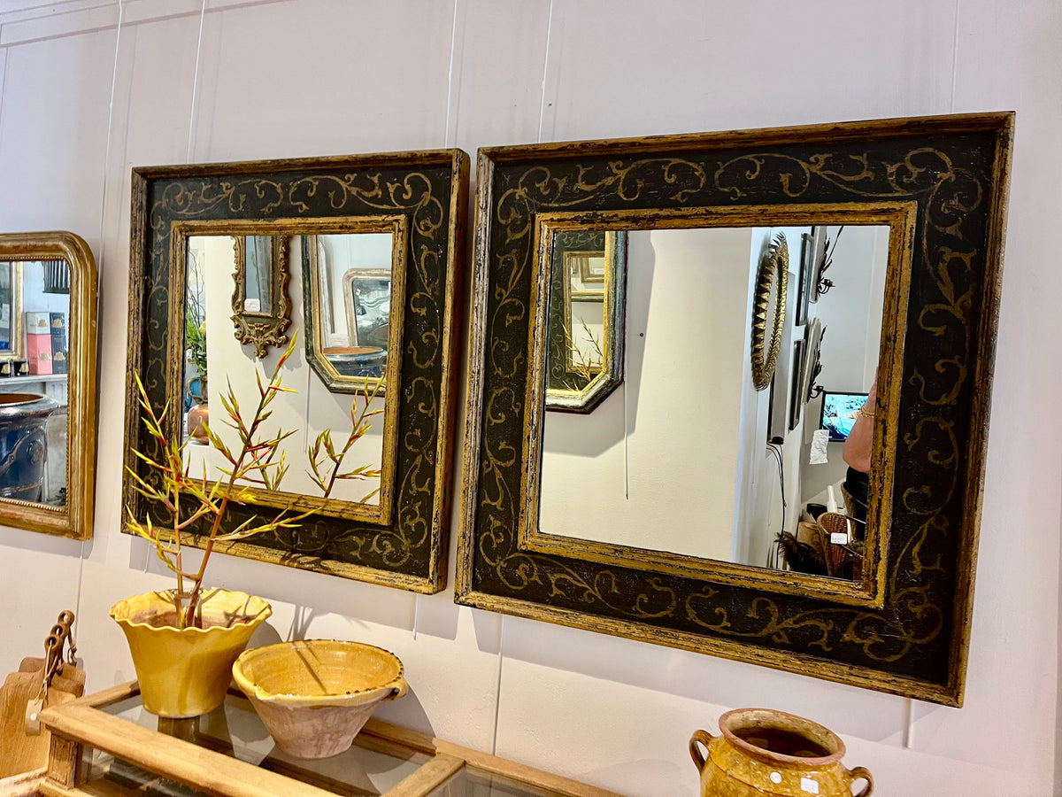 Italian hand painted mirrors pair  W89