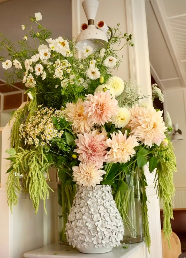 Vase daisy white H31