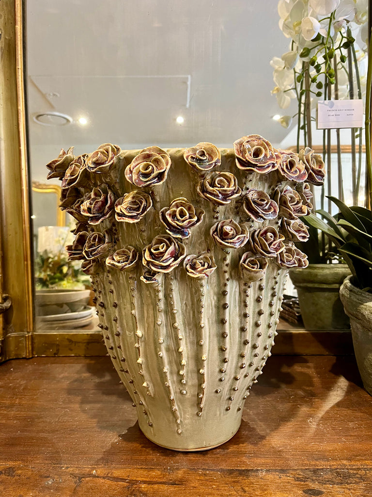 Vase rose blooms taupe  XL