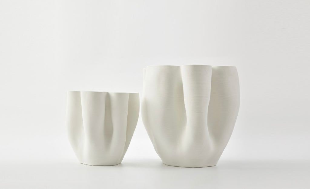 Vase 3D Olivia White Medium