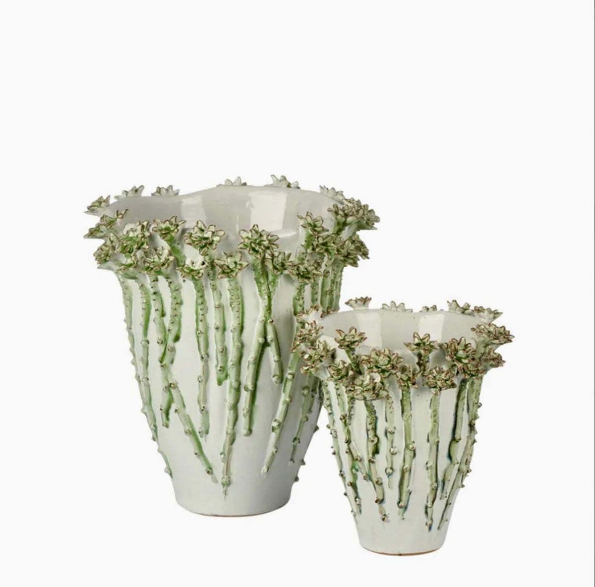 Vase ceramic daisy green Medium