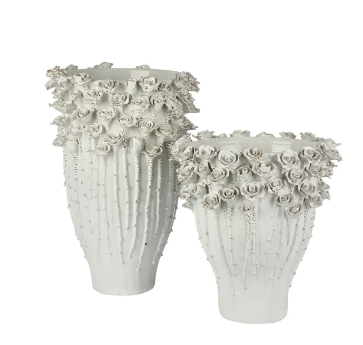 Vase ceramic rose blooms white  XXL