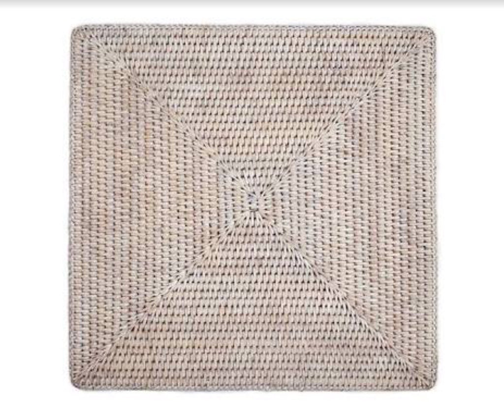 Placemat rattan square whitewash