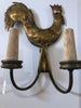Wall sconce brass rooster pair