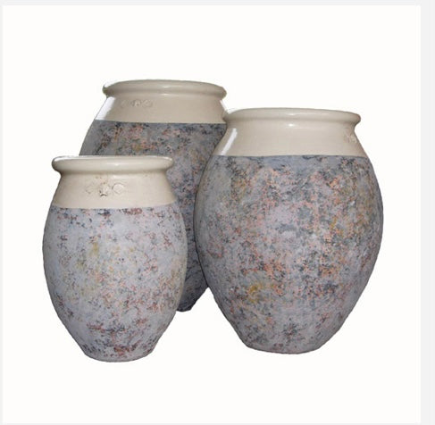 Urn Olive Jar ivory stone patina H90