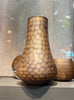 Vase carved glass amber  H39