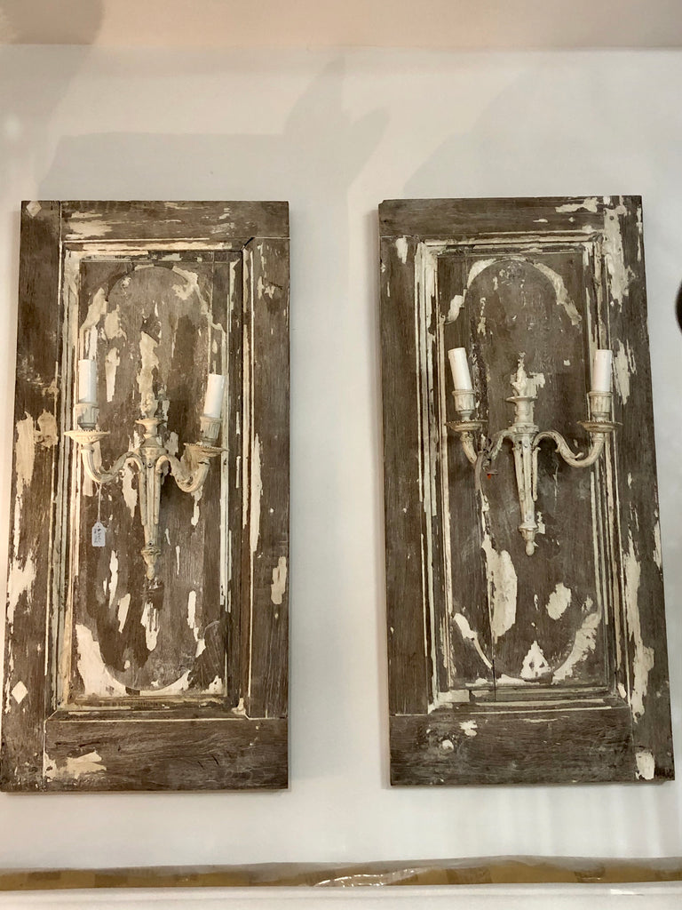 Wall panel sconce pair