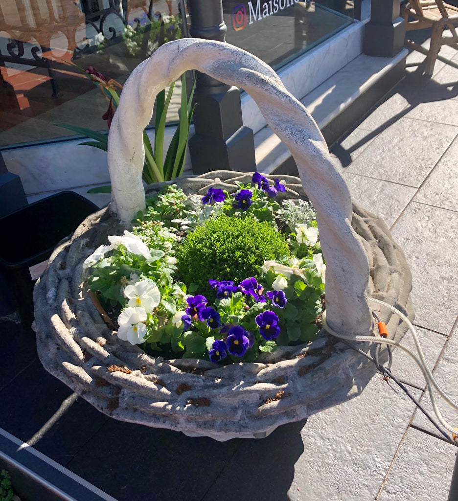 Planter concrete basket weave design maison et jardin
