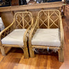 Cane vintage armchairs pair