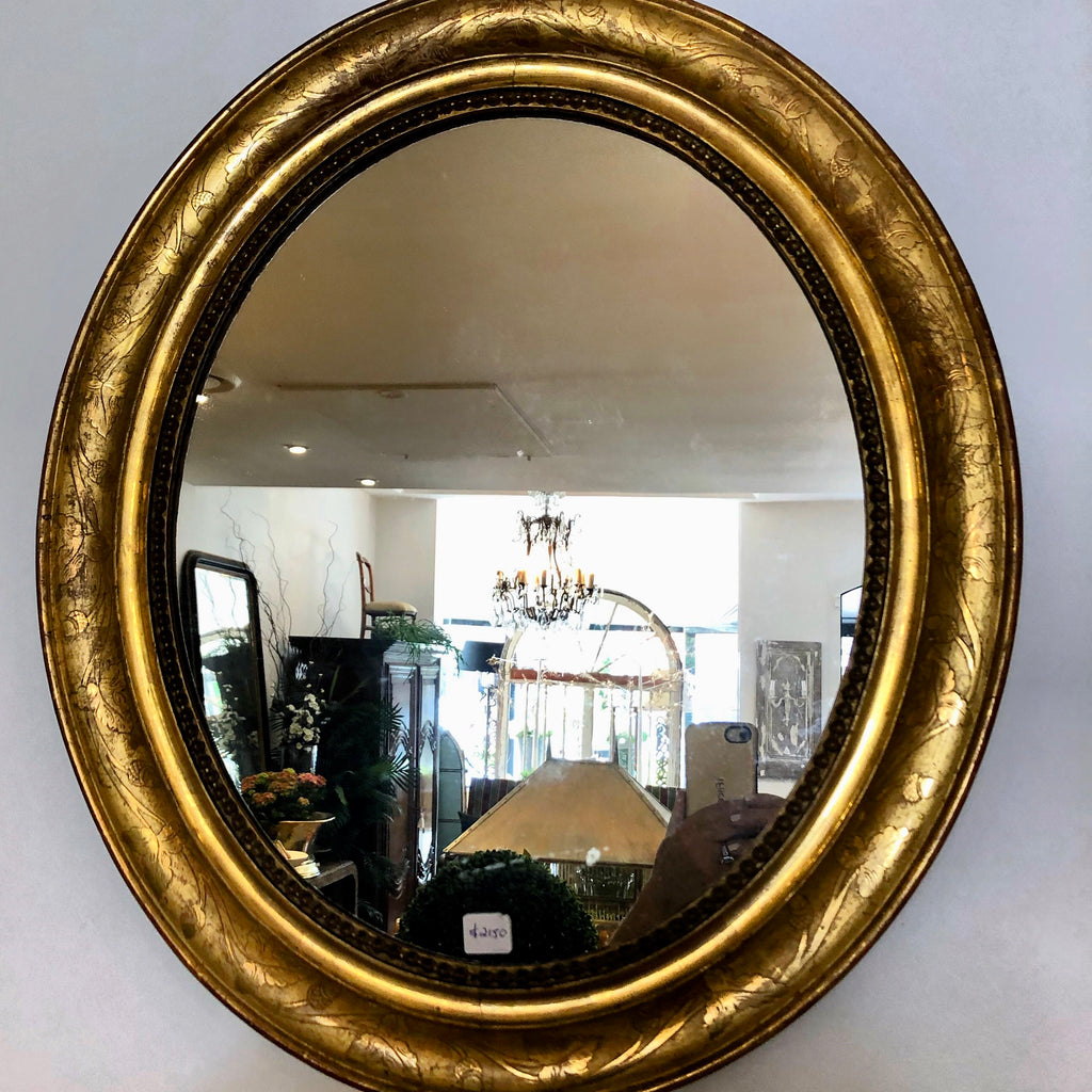 French Mirror gilt oval H59