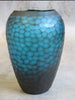 Vase carved glass aqua black H34