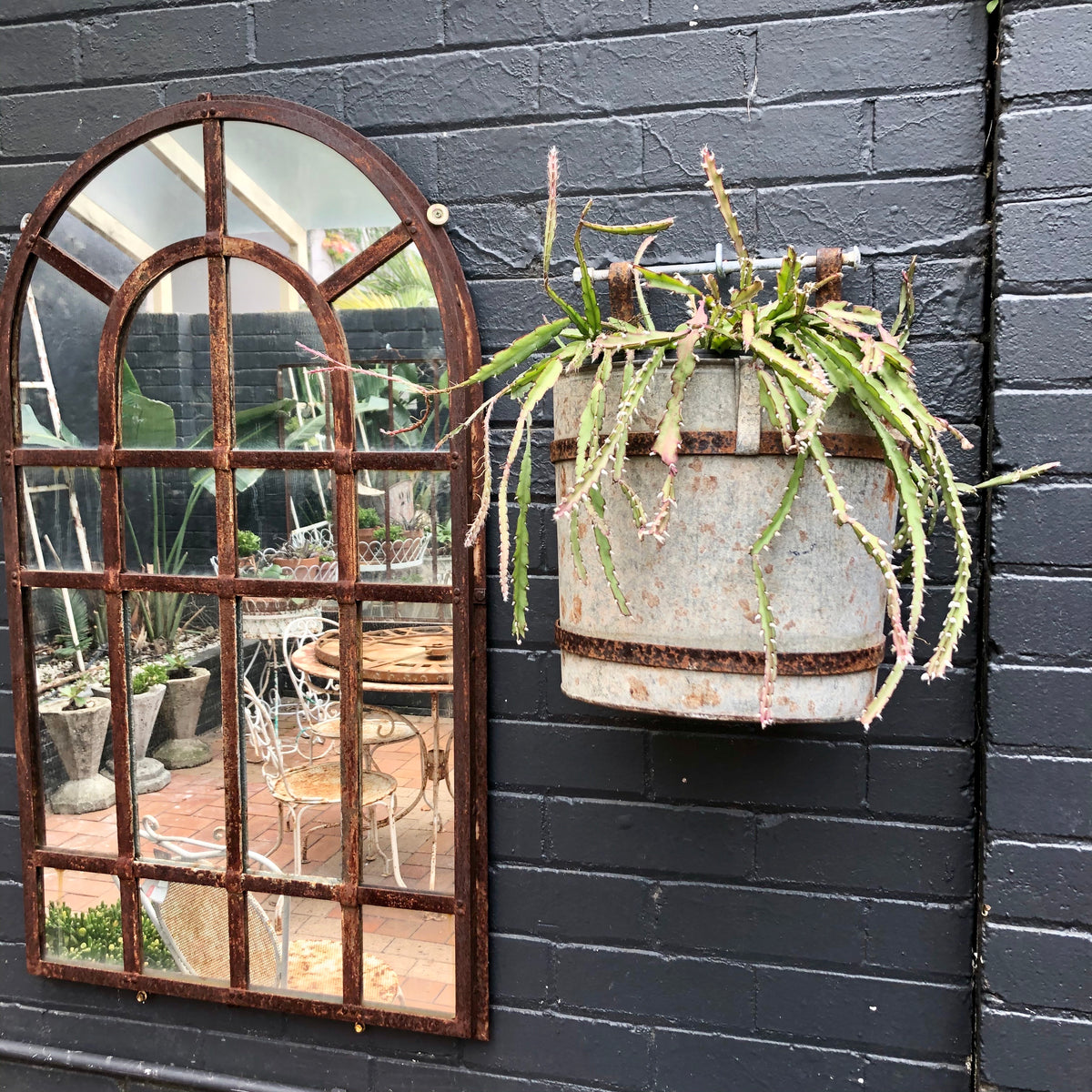 Outdoor Mirror forged iron petite