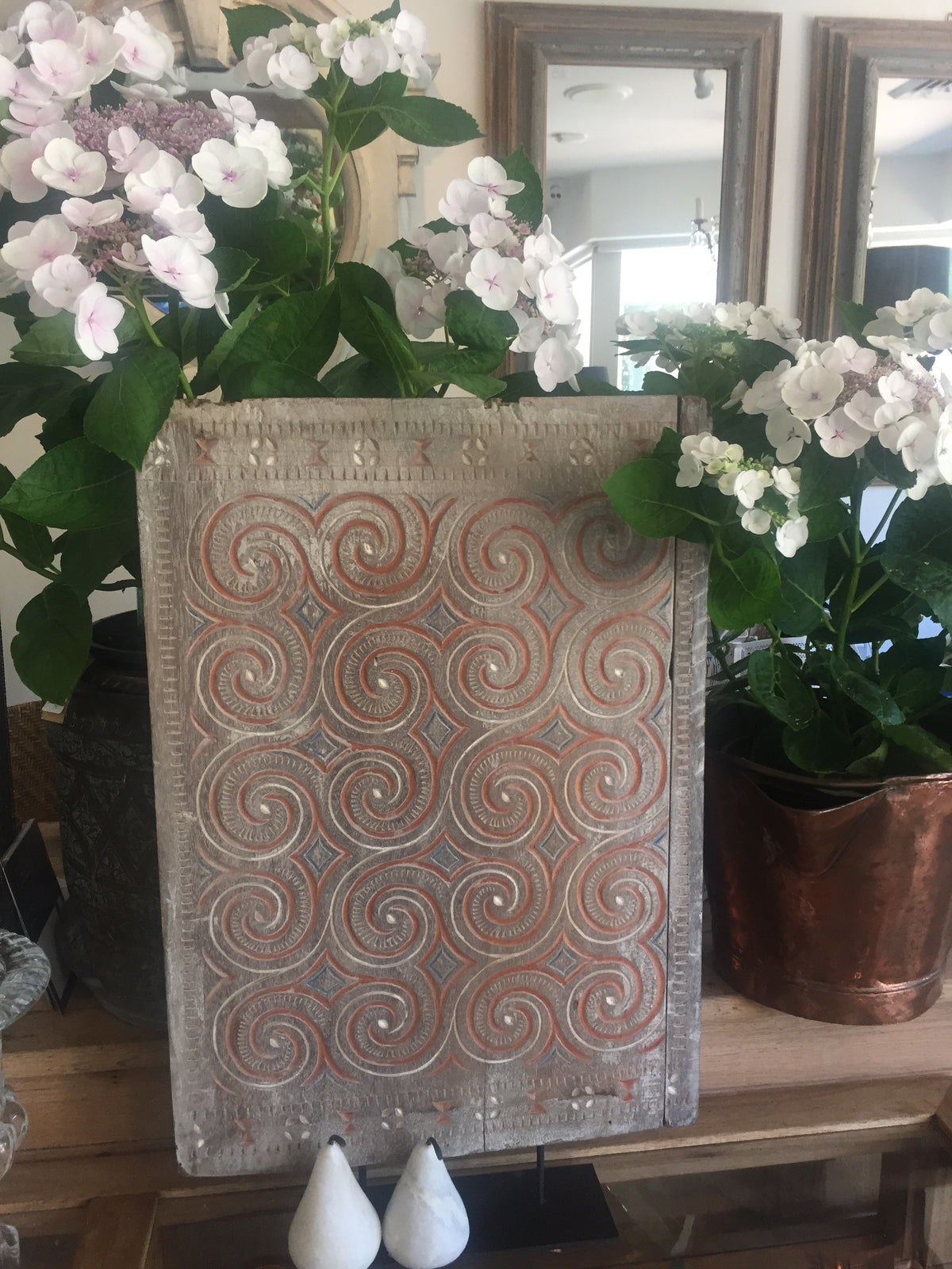 Timber panel on stand